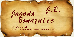 Jagoda Bondžulić vizit kartica
